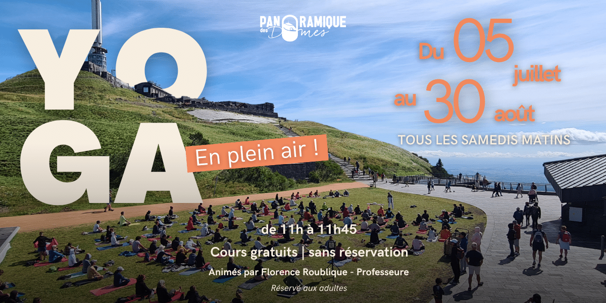 Affiche séance de yoga gratuite au sommet du puy de Dôme